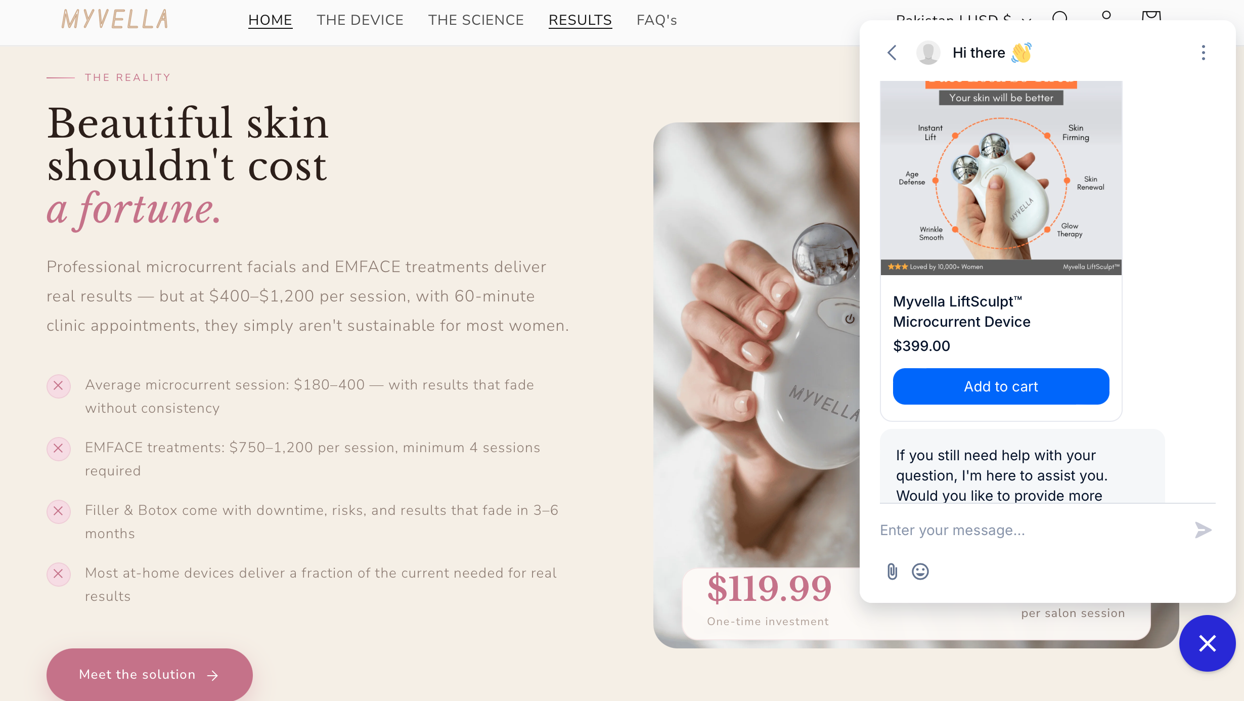 tidio for shopify installed on MyVella Beauty shopify store