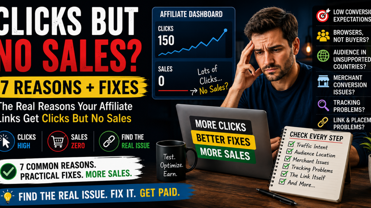 affiliate links getting clicks but no sales