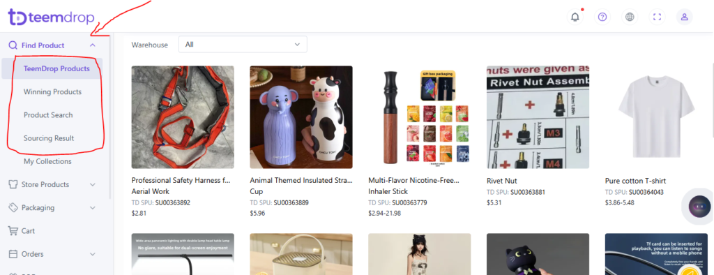 teemdrop product search
