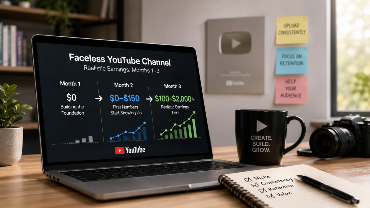 faceless YouTube channel realistic earnings